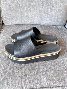 Paul Green May Slide Sandal - Black Leather - US Women's Size 9.5, UK 7